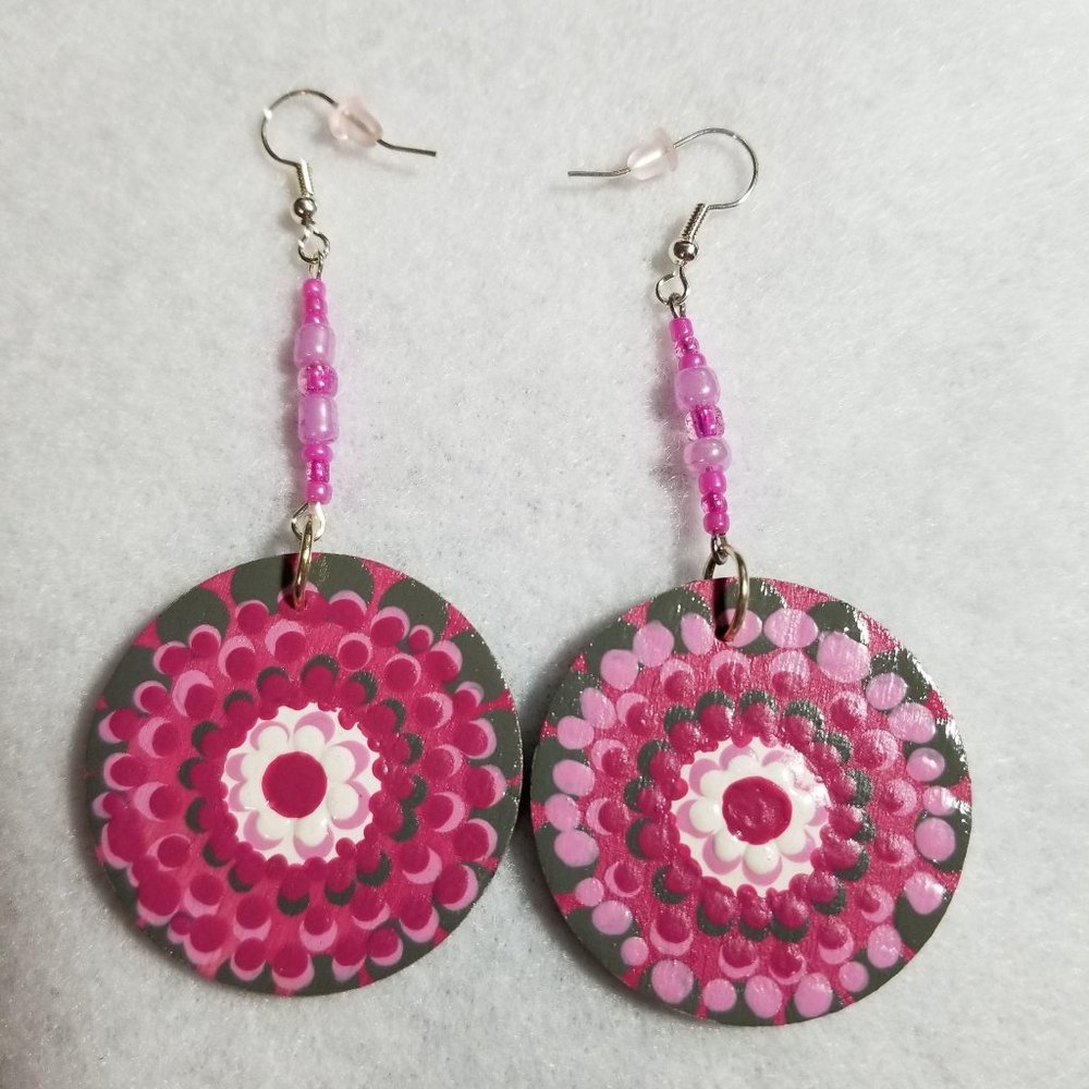 Boho Flower Pink Dangle Earrings